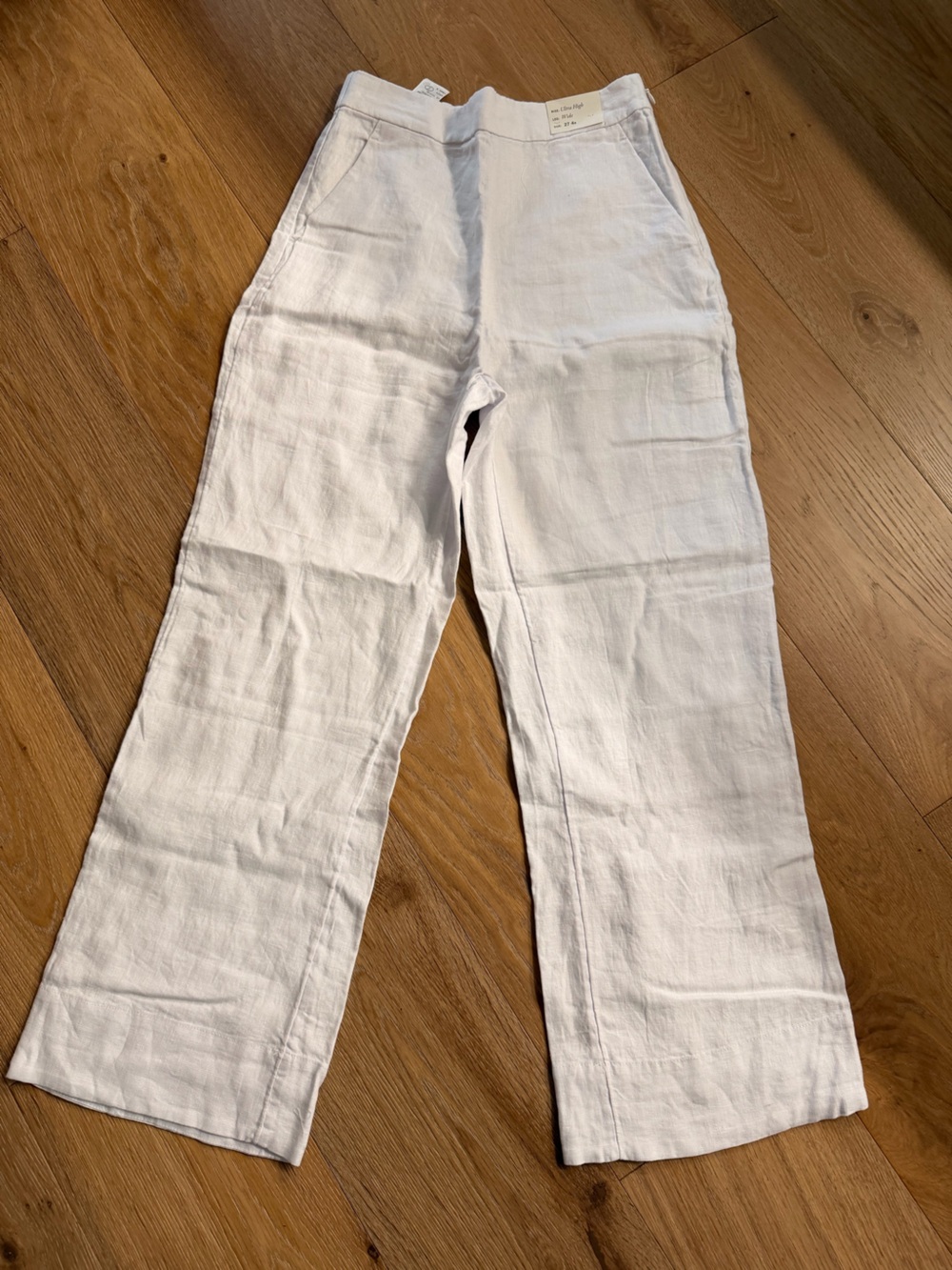 Abercrombie & Fitch White Wide Leg Linen Pants
